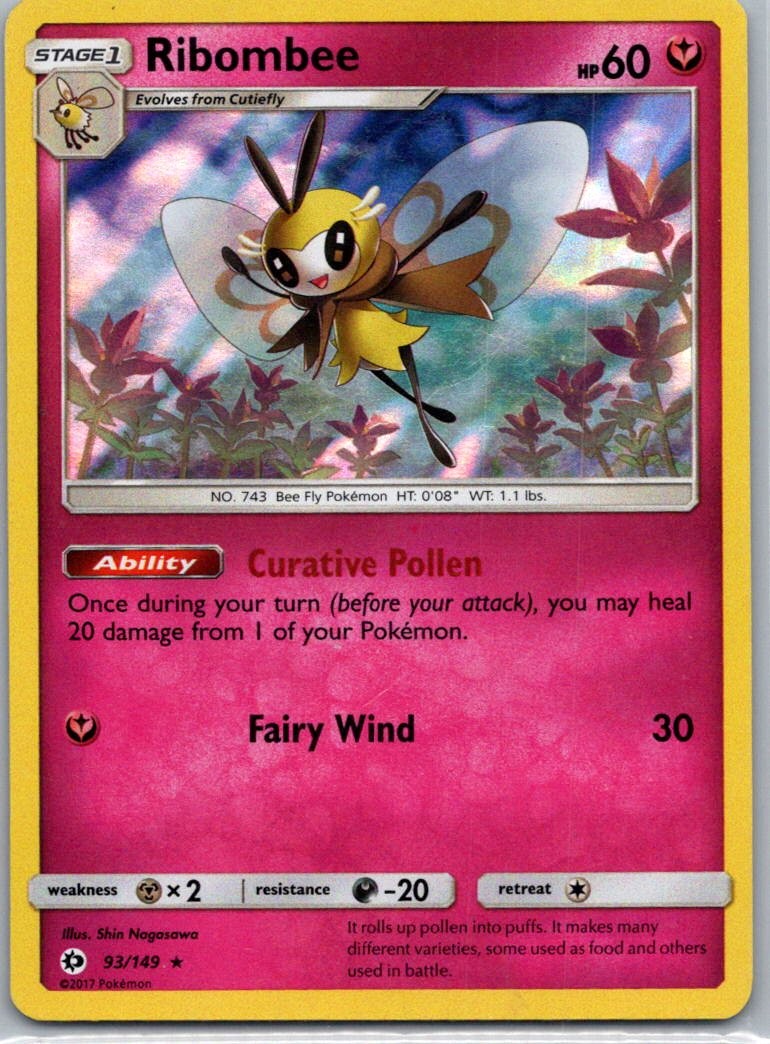 Pokemon TCG Ribombee 93/149 Sun Moon Holo LP