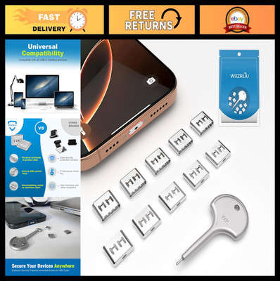 10Pcs USB-C Port Lock & Key Set, Type-C Plug Protector for iPhone 15/16, Samsung