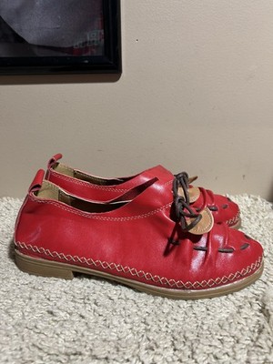 Spring Step Berna Shoes  11 W Women's Red Comfort Slip On Whip Stitch Leather 