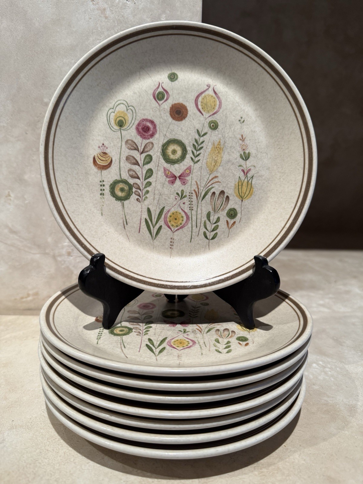 8 Lenox Temper-Ware “Sprite” Floral Salad Plates – Oven & Dishwasher Safe – Set