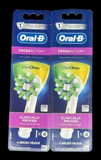 🪥 Lot of 2 Oral-B CrossAction MaxClean Brush Heads ✨ 2 Packs of 4 (8 Total) 🦷
