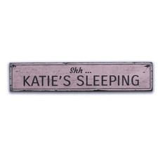 Sleeping Baby Rustic Distressed Sign, Personalized Wood Sign
