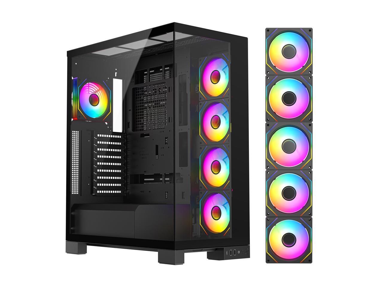 DIYPC  Vanguard-F2-Pro Black Dual USB3.0 and Type C Tempered Glass ATX Full Towe