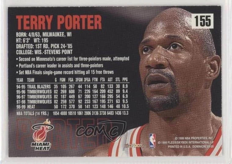 1999-00 Skybox Dominion Terry Porter #155 - Image 2 of 2