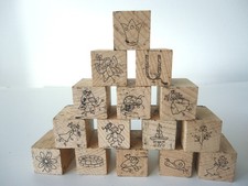 15 Stk Motivstempel HEYDA, ideal für kleine Kinderhände: 2x2x3 cm, Holz / Gummi
