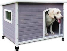 40" Wooden Outdoor Dog Houses, Waterproof Dog House Outside with Window  Doo...