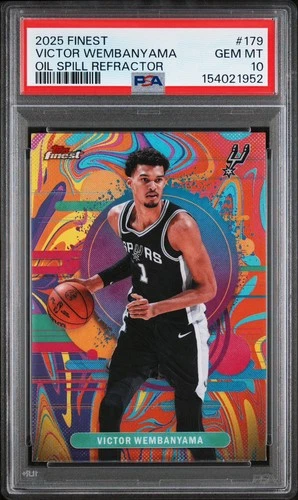 POP 1 💎 PSA 10 2025 TOPPS FINEST #98 VICTOR WEMBANYAMA OIL SPILL REFRACTOR