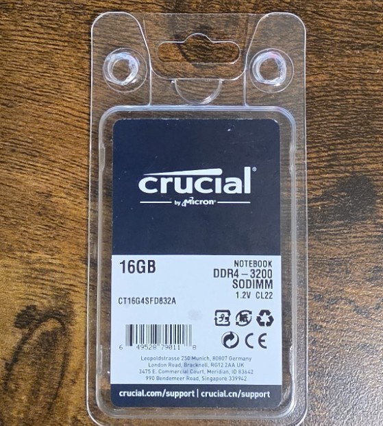Crucial 16GB DDR4-3200 (CT16G4SFRA32A) Memory - Never Used