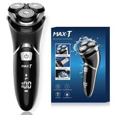 Electric Shaver Cordless Rechargeable 3D Rotary Wet Dry IPX7 MAX T Waterproof