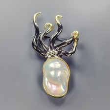 Biżuteria Naturalny barok Perła Broszka 925 Srebro szterlingowe /NB31291