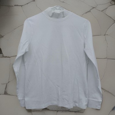 LL Bean T-Shirt Womens M White Mock Neck  Baselayer Timeless Neutral Modest