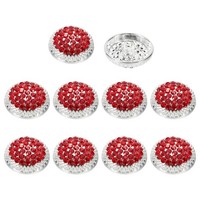 10 StüCk 36L Runde Strass-KnöPfe 23Mm Weiß/Rot