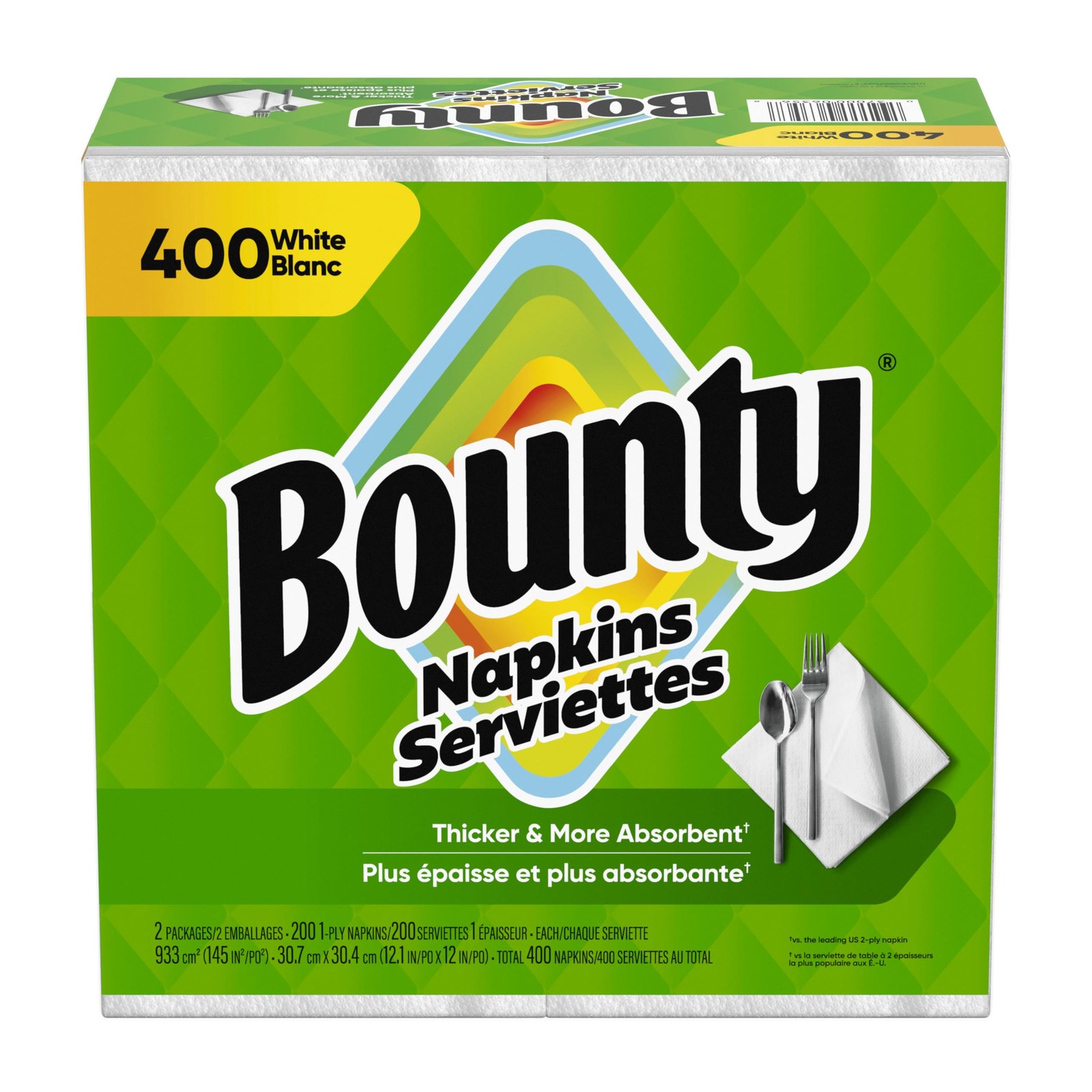 Bounty Paper Napkins White 400 Count Premium 2 Ply Soft Disposable FROM USA