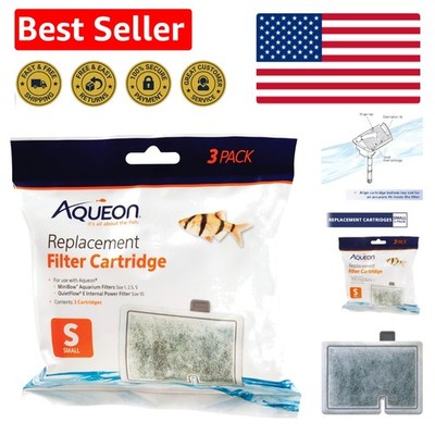 3-Pack Small Fish Tank Filter Cartridges - Enhanced Carbon for Optimal Clarity