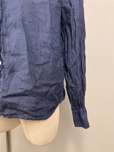 HACKETT LONDON Blue Slim Fit 100% Linen Long Sleeve Button Down Shirt Sz L - Picture 6 of 23