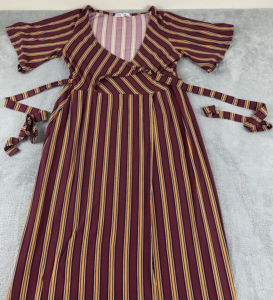 Vestido envolvente Velvet Torch LA para mujer XL MIDI borgoña multicolor elástico C28 Foto 2 de 4