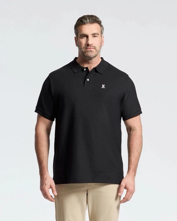 Psycho Bunny Men's Black Polo Shirt XLT Short Sleeve Bunny Skull Logo