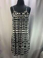 Portocruz Cover Up Sundress Womens L Black White Geometric Print Spaghetti Strap