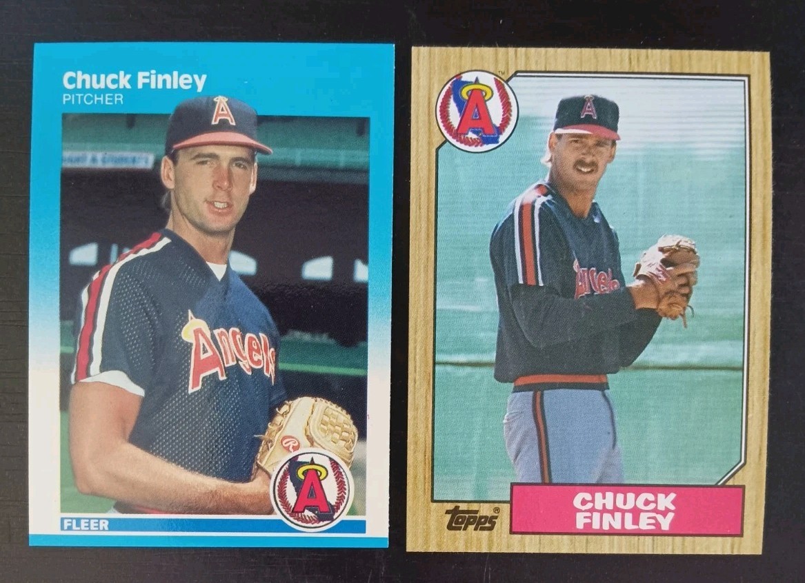 1987 Fleer Glossy #79 & Topps #446 Chuck Finley rookie lot
