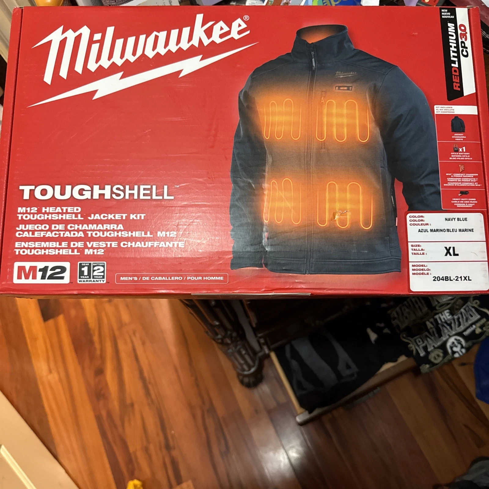 Milwaukee M12 Heated Toughshell Jacket Sz XL navy blue Kit Battery CP3.0 Pro