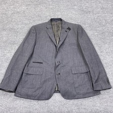 Stafford Essentials Sport Coat Mens 48R Gray Wool Blend Herringbone Slim Fit