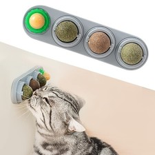 Potaroma 4 Catnip Silvervine Ball Toys, Extra Cat Energy Ball, Edible Cats Li...