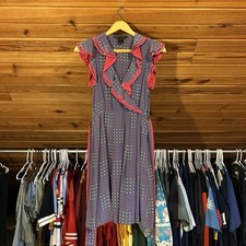 Marc by Marc Jacobs Silk Polka Dot Ruffle Dress Blue Violet Multi Size 4