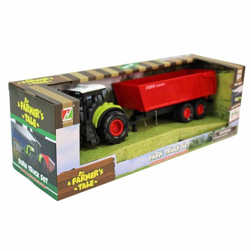 Spielzeug Traktor mit Anhänger und Rückzug Trecker Landwirtschaft mit Sound - Bild 3 von 5