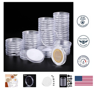 #ad #ad 60 Clear Coin Capsules with Foam Washers Safe amp; Elegant Storage for Collectors $15.65