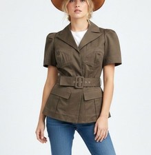 Victoria Secret Body by Victoria Belted Short Puff Sleeve Blazer, Brown, Sz. 8