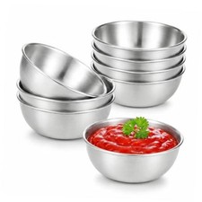 8PCS Small Stainless Steel Dipping Bowls for Sauce & Condiments 100ml Sliver