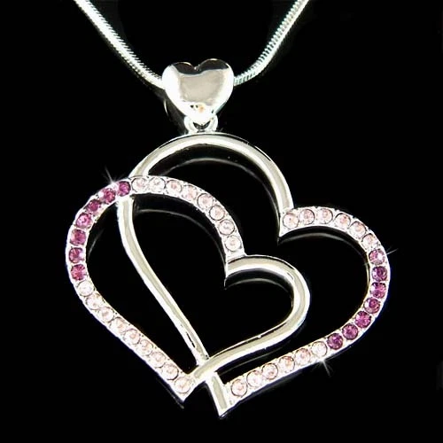 VALENTINO 2 Cuore Viola ~ IN Swarovski Cristallo Doppio Love Valentine Collana Natale