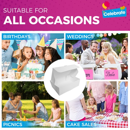 20-100pk White Single Cake Slice Boxes Individual Wedding Birthday Party Favour - Picture 13 of 17