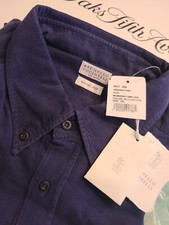 New $750 Brunello Cucinelli Limited Men 3XL Blue Shirt Authentic! Corduroy!