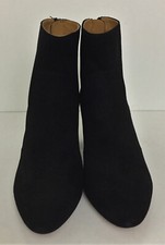 DUO Women's Boots Black Red Suede Palmer Block Heel Zip Back Round Toe New F1