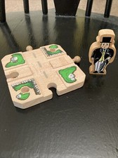 Thomas Train Wooden Crossing Including Sir Topham Hat. Used. 2pcs