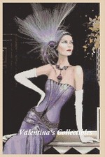 Art Deco Lady in Purple Dress Counted Cross Stitch Chart No.1-151