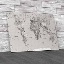 World Map High Detail  Canvas Print Large Picture Wall Art