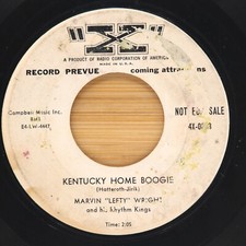 MARVIN LEFTY WRIGHT - KENTUCKY HOME BOOGIE / BOOGIE MAMBA NO 1 - BLUES 45 PROMO