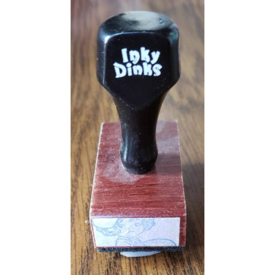 Little Girl Painting Inky Dinks Black Wood Handled Ink Stamp