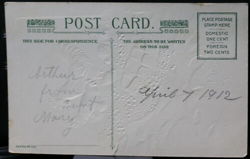 Vtg Postcard - A Happy Easter - 1912 - Picture 2 of 2