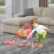 3-in-1 Workbench Chair 62pcs Kids Construction Tool Toy Set For Ages 3 