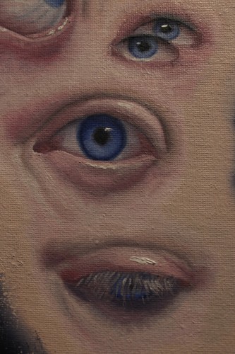 ORIGINAL large surreal eyes portrait oil painting surrealism canvas wall art - Picture 4 of 24