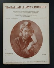 Ballad Of Davy Crockett 1954 Fess Parker Disney TV Vintage Sheet Music