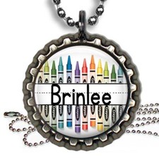 Personalized Your Name Crayons Kids Bottle Cap Necklace  Chain Custom Handmade
