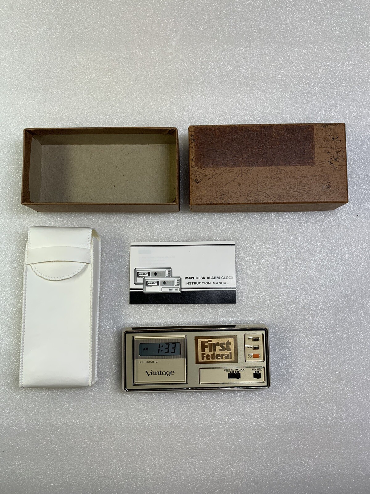 Vintage VANTAGE First Federal Tourist Mini Desk Travel Alarm LCD Quartz Clock