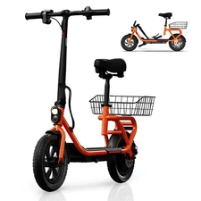 TST 12" Foldable Electric Scooter Peak 650W w/Adjustable Seat & Basket 20 Miles