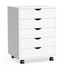5 Drawers Cabinet Storage Dresser with Wheels Office Organizer Mobile File Chest