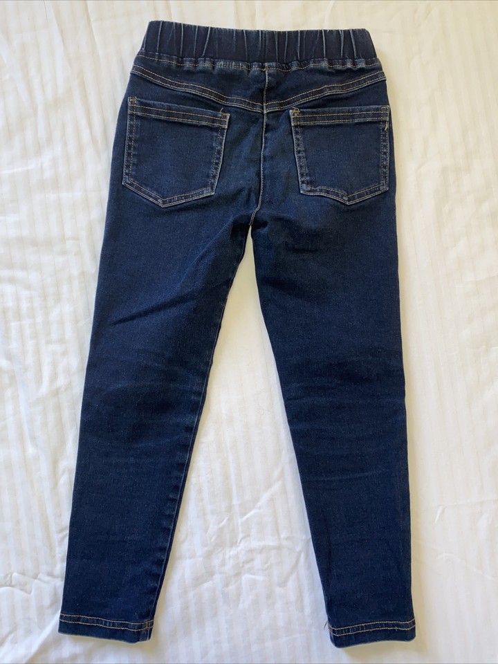 Hanna Andersson Navy Blue Jegging Jeans Girls Pullon Pants Size 110 /