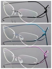 Women Deluxe Cat Eye Flexible Rimless Alloy Reading Glass +1.0 ~+6.0